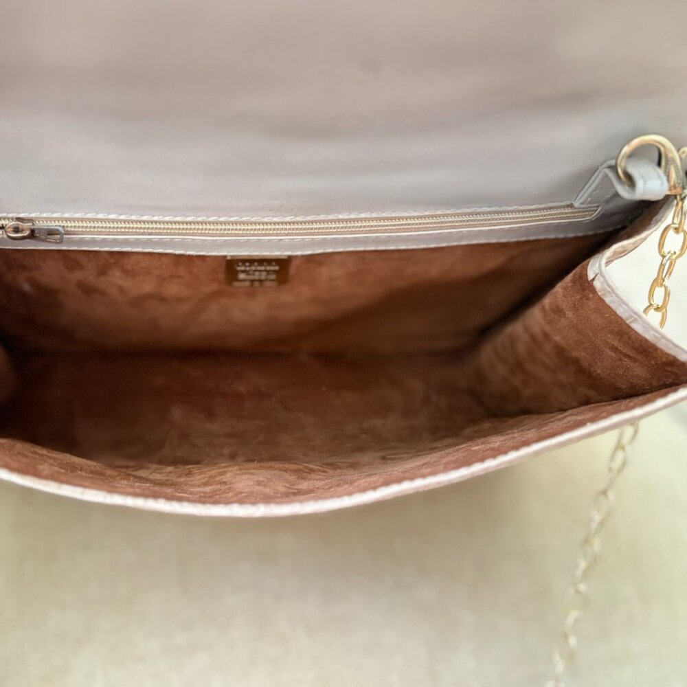 VTG Auth DONNA ELISSA Genuine Crocodile Nude Convertible Clutch Shoulder Bag - Picture 8 of 8